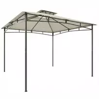 Aosom Pavėsinė 300x300x285 cm Kremas Balta Metalinė Konstrukcija