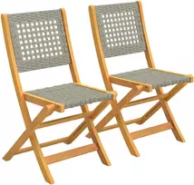 Lauko baldų komplektas Aosom Sodo kėdė 47,5x56x88 cm Pilka Sulankstoma Medinė ir Rotango