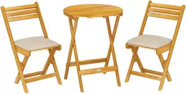 Lauko baldų komplektas Aosom Balkono baldų komplektas 3 dalių 60x75 cm natūrali mediena