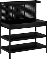 Aosom Darbo stalas Reguliuojamos lentynos 122x61x156 cm Juodas