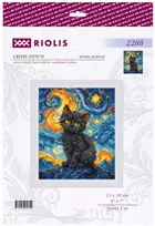 Riolis Kryželių siuvinėjimo rinkinys. „Žvaigždėtas katinas“ 15x18 cm SR2288