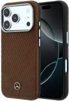 Mercedes PU Leather Semi Wrap MagSafe dėklas skirtas Apple iPhone 17 Pro Camel