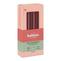 Bolsius Essentials stalo žvakės 17cm, 8 vnt., aksominė raudona, iki 5h