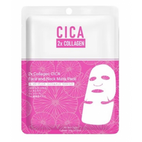 2x Collagen CICA Face and Neck Mask Lakštinė veido ir kaklo kaukė 33g