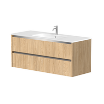 Vonios spintelė Kame City 120cm 2 stalčiai, Be praustuvo, aliuminio profilis, Šviesus ąžuolas BU/12-3DR/35P1