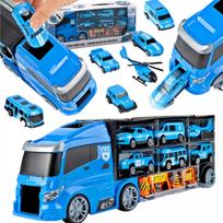 Sunkvežimio transporterio rinkinys 3in1 mėlyna policija WOOPIE
