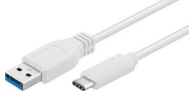 MicroConnect USB-C 3.2 Gen 1 to A Cable,  0.2m White, for synching and