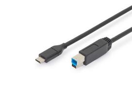Digitus USB 3.2 Gen 1 USB-C to USB-B cable (black, 1.80 meters, PD, charging with up to 3A)