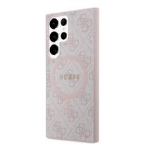 GUESS PU Leather 4G Colored Ring MagSafe Case for Samsung Galaxy S24 Ultra / pink