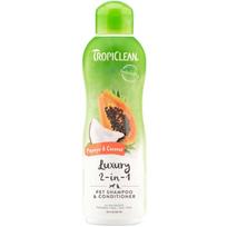 TropiClean Papaya & Coconut prabangus 2in1 šampūnas ir kondicionierius šunims ir katėms, 355 ml