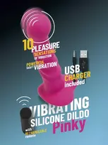 Vibrating Silicone Dildo With Remote Pink 18 cm