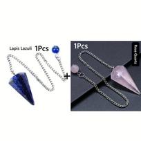Kvarco kristalo švytuoklė,  Rožinis kvarcas*1+Lapis Lazuli*1