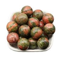 Natūralaus akmens chakra karoliukas, Unakite