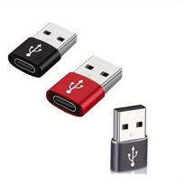 USB į USB-C adapteris 3 vnt., juoda+sidabrinė+raudona