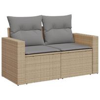 Dvivietė sodo sofa，Lauko sofa su pagalvėlėmis, smėlio spalvos, poliratanas CFE53714