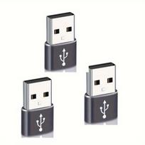 USB į USB-C adapteris 3 vnt., 3 vnt pilkos spalvos