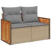 Dvivietė sodo sofa，Lauko sofa su pagalvėlėmis, smėlio spalvos, poliratanas CFE99132