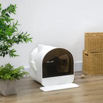Kačių tualetas PawHut 43x44x47cm., baltos/rudos spalvos