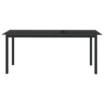 Sodo stalas，Lauko stalas, juodas, 190x90x74cm, aliuminis ir stiklas CFE961062