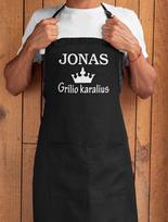 Prijuostė Jonas - grilio karalius, juoda