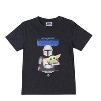 Marškinėliai berniukams The Mandalorian, juodi