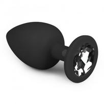 Analinis kaištis EasyToys Diamond Plug, didelis, juodas, minkšto silikono, su brangakmenio pagrindu