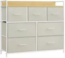 Songmics Komoda kreminė‑balta 7 stalčiai