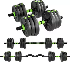 SPORTNOW Reguliuojamas svarmenų komplektas 25 KG Kurzhantelių ir ilgųjų hantelių rinkinys jėgos treniruotėms