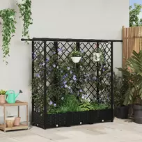 Pakeltas lovas su trelėmis ir stogu Juodas 164 x 40 x 123 cm PP