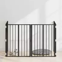 Šunų vartai 4 pcs Juodas 60 x 80 cm Cinkuota plienas
