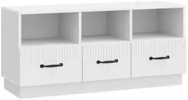 TV staliukas Televizoriaus spintelė su stalčių Balta 102 x 34,5 x 47 cm