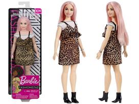 Barbės lėlė Fashionistas leopardiniu sukniu ZA3160