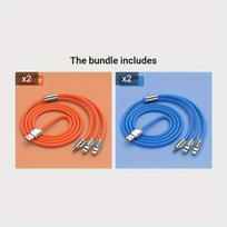 Nešiojamas 3-in-1 greito krovimo USB laidas, Oranžinė*2 + Mėlyna*2