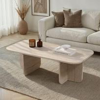 Kavos staliukas Akira Travertine, 120x60x41 cm, smėlio spalvos