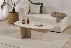 Kavos staliukas Orba Travertine, 120x65x40 cm, smėlio spalvos