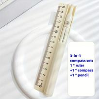 3-in-1 liniuotės, kompaso, pieštuko rinkinys, Geltona