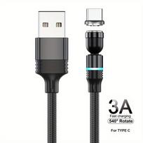 Magnetinis 540° sukamas USB-C laidas,  Juoda