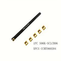 Grūdinto plieno CNC tekinimo strypų rinkinys, 1 PCS S06K-SCLCR06+5PCS CCMT0602