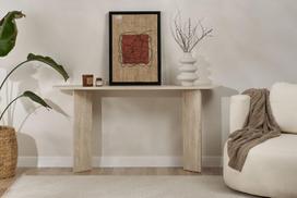 Konsolinis staliukas Sira Travertine, 150x35x75 cm, smėlio spalvos