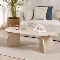 Kavos staliukas Melina Travertine, 120x60x40 cm, smėlio spalvos