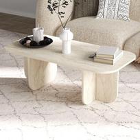 Kavos staliukas Becaj Travertine, 120x60x41,4 cm, smėlio spalvos