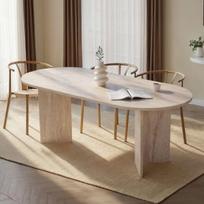 Valgomojo stalas Sabella Travertine, 200x75x90 cm, smėlio spalvos