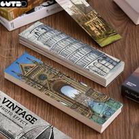 Retro architektūros knygų skirtukų rinkinys