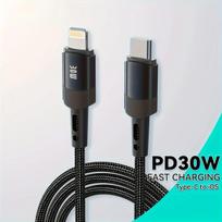 PD 30W greito įkrovimo Lightning laidas,  Juoda