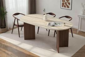 Valgomojo stalas Sablin, 180x75x89.5 cm, rudos/smėlio spalvos