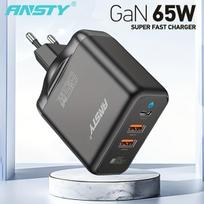 Greitasis 65W GaN USB-C kroviklis, Juodas GaN kištukas