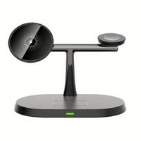 Magnetinė belaidė įkrovimo stotelė 3-in-1,  Juoda