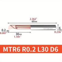 Volframo plieno gręžimo peilis MTR6 R0.2 L30 D6, MTR 6 R0.2 L30-1PC