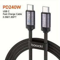 Nailoninis USB-C greito įkrovimo laidas,  Pilka 0,5M / 1,65FT
