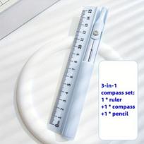 3-in-1 liniuotės, kompaso, pieštuko rinkinys, Mėlyna